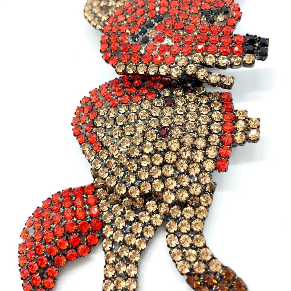 Big Rhinestone Crystal Red Fox Brooch Designer - Picture 5 of 7